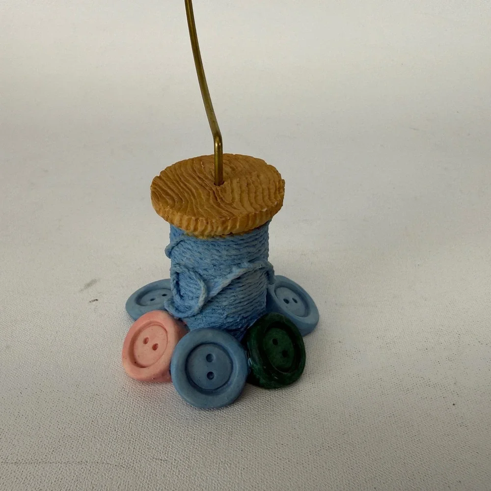 Enesco Cute as a Button Ice Skater Girl Ornament with Spool & Button Base Stand